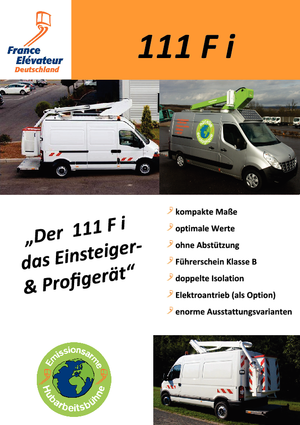 Platformy robocze na wysięgniku teleskopowym mocowane na ciężarówce France Elévateur 111 F i