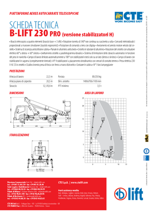 Platformy robocze na wysięgniku teleskopowym mocowane na ciężarówce CTE B-Lift 230 Pro-H