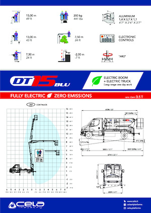 Platformy robocze na wysięgniku teleskopowym mocowane na ciężarówce CELA DT15 blu