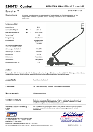 Platformy robocze na wysięgniku teleskopowym mocowane na ciężarówce GSR E200T E4 Comfort