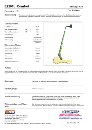Platformy robocze na wysięgniku teleskopowym mocowane na ciężarówce GSR E228TJ Comfort