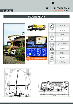 Platformy robocze na wysięgniku przegubowym mocowane na przyczepie Ruthmann ECOLINE RS 240
