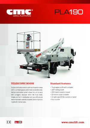 Platformy robocze na wysięgniku teleskopowym mocowane na ciężarówce CMC PLA190