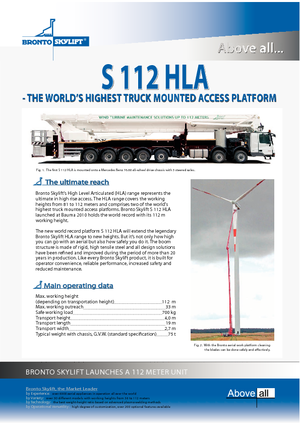 Platformy robocze na wysięgniku teleskopowym mocowane na ciężarówce Bronto Skylift S 112 HLA