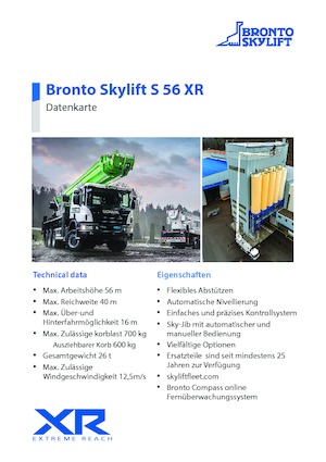 Platformy robocze na wysięgniku teleskopowym mocowane na ciężarówce Bronto Skylift S 56 XR
