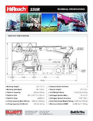 Platformy robocze na wysięgniku teleskopowym mocowane na ciężarówce Elliott Equipment S50R SkyWalk