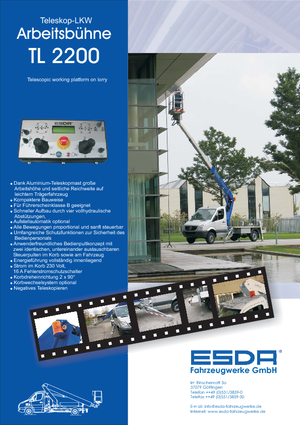 Platformy robocze na wysięgniku teleskopowym mocowane na ciężarówce Esda TL 2200