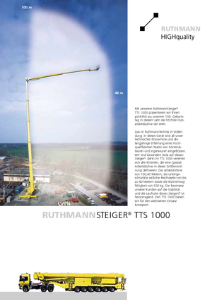 Platformy robocze na wysięgniku teleskopowym mocowane na ciężarówce Ruthmann TTS 1000