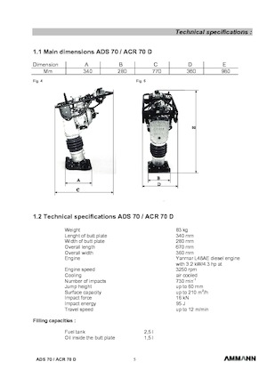 Ubijaki wibracyjne diesel i benzynowe Ammann ADS 70