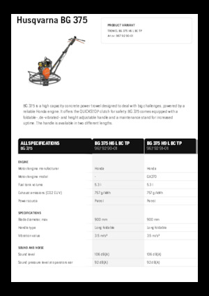 Zacieraczki samojezdne Husqvarna BG 375