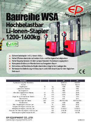Wózki paletowe elektryczne EP WSA121