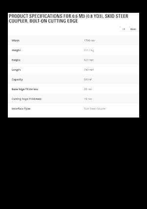 Łyżki do ładowarek kołowych Caterpillar 0.6 m3