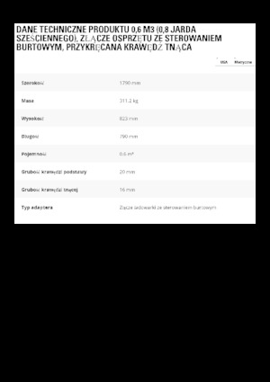 Łyżki do ładowarek kołowych Caterpillar 0.6 m3