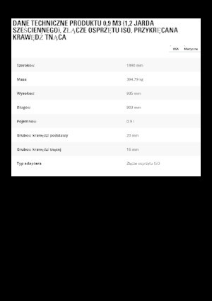 Łyżki do ładowarek kołowych Caterpillar 0,9 m3