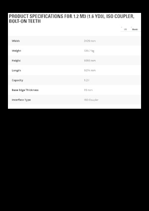 Łyżki do ładowarek kołowych Caterpillar 1,2 m3