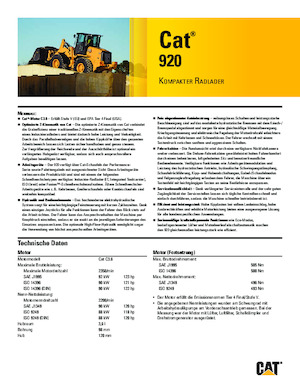 Ładowarki kołowe Caterpillar 920