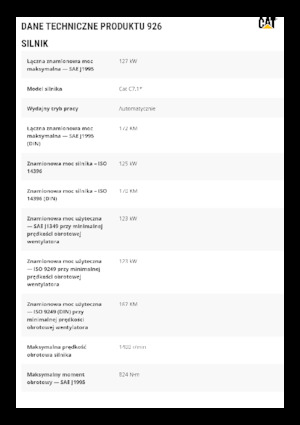 Ładowarki kołowe Caterpillar 926