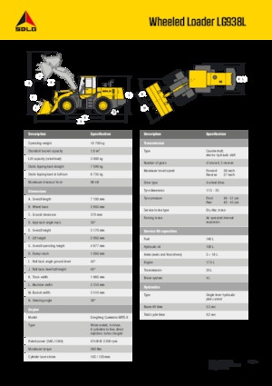 Ładowarki kołowe SDLG LG938L
