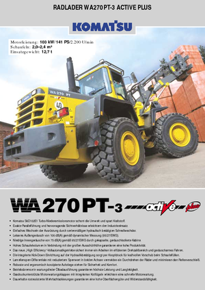 Ładowarki kołowe Komatsu WA270PT active Plus