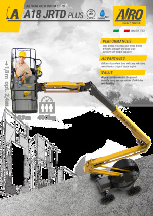 Kołowe przegubowe podnośniki koszowe AIRO A18 JRTD PLUS