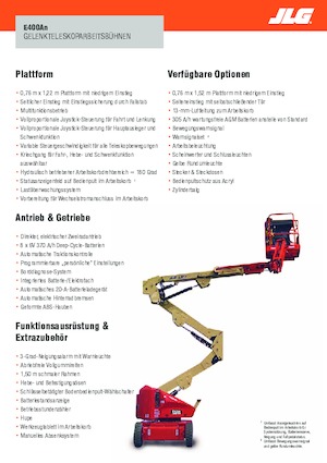 Kołowe przegubowe podnośniki koszowe JLG E400AN