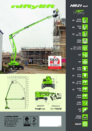 Kołowe przegubowe podnośniki koszowe Niftylift HR 21