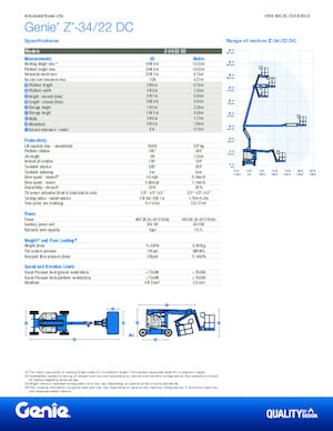 Kołowe przegubowe podnośniki koszowe Genie Z-34/22 DC