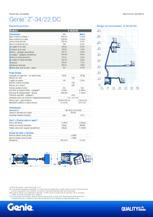 Kołowe przegubowe podnośniki koszowe Genie Z-34/22 DC