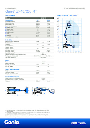 Kołowe przegubowe podnośniki koszowe Genie Z-45/25J RT