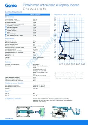 Kołowe przegubowe podnośniki koszowe Genie Z-45 DC