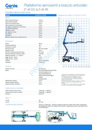 Kołowe przegubowe podnośniki koszowe Genie Z-45 DC