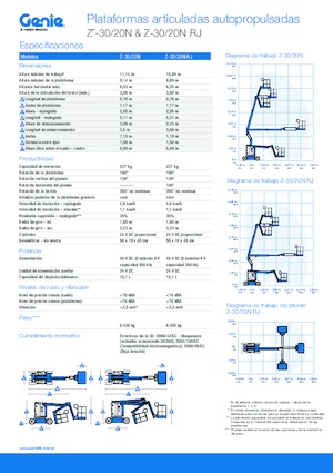 Kołowe przegubowe podnośniki koszowe Genie Z-30/20N RJ