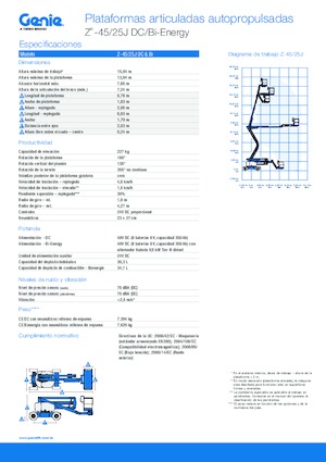 Kołowe przegubowe podnośniki koszowe Genie Z-45/25J DC