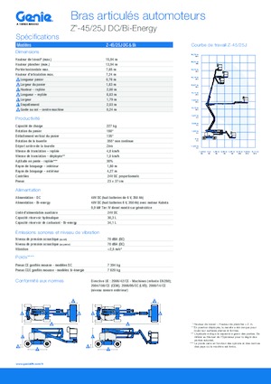 Kołowe przegubowe podnośniki koszowe Genie Z-45/25J DC