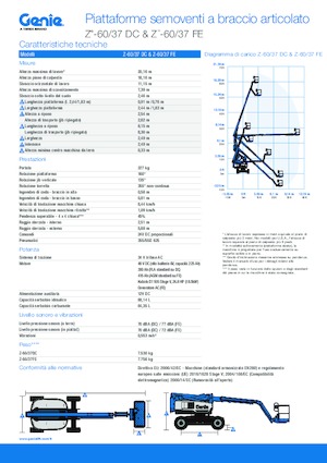 Kołowe przegubowe podnośniki koszowe Genie Z-60 DC