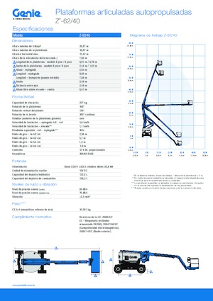 Kołowe przegubowe podnośniki koszowe Genie Z-62/40