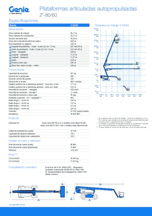 Kołowe przegubowe podnośniki koszowe Genie Z-80/60