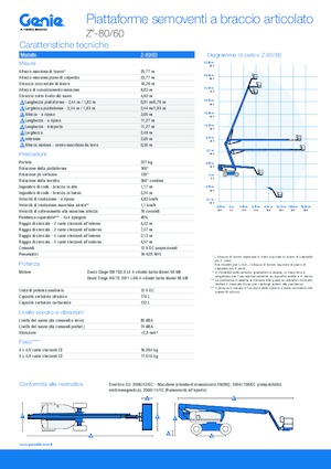 Kołowe przegubowe podnośniki koszowe Genie Z-80/60