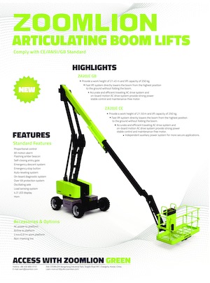 Kołowe przegubowe podnośniki koszowe Zoomlion ZA20JE GB