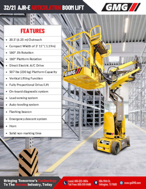 Kołowe przegubowe podnośniki koszowe GMG 32/21 ARJ-E 