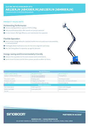 Kołowe przegubowe podnośniki koszowe Sinoboom AB15ERJN