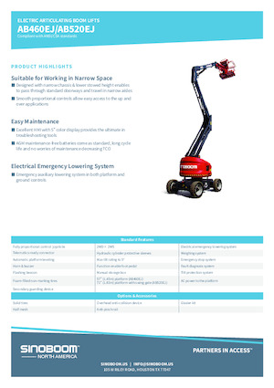 Kołowe przegubowe podnośniki koszowe Sinoboom AB460EJ