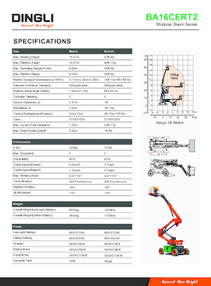 Kołowe przegubowe podnośniki koszowe Dingli BA16CERT2
