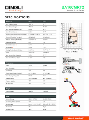 Kołowe przegubowe podnośniki koszowe Dingli BA16CMRT2