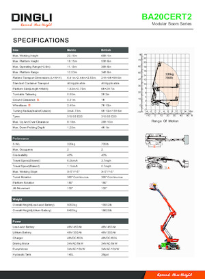 Kołowe przegubowe podnośniki koszowe Dingli BA20CERT2