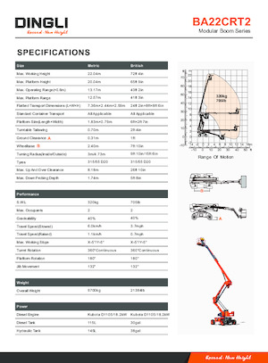 Kołowe przegubowe podnośniki koszowe Dingli BA22CRT2