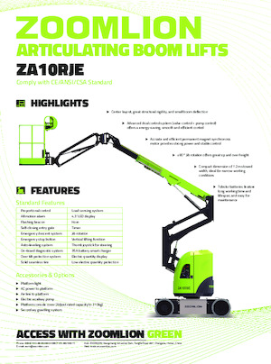 Kołowe przegubowe podnośniki koszowe Zoomlion ZA10RJE