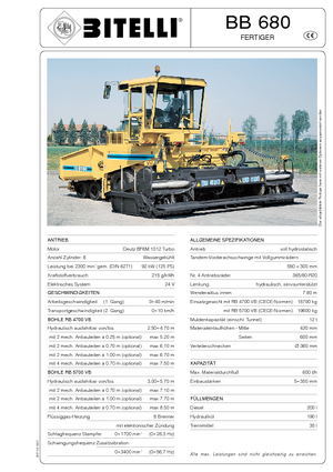 Kołowa betoniarka drogowa Bitelli BB 680 RB 5700 VB