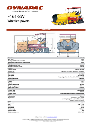 Kołowa betoniarka drogowa Dynapac F 161-8 W