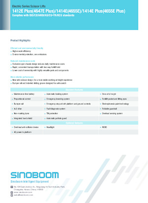 Kołowe podnośniki nożycowe Sinoboom 1412E Plus 